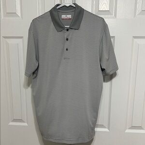 Grand Slam Black and White Striped Polo Shirt